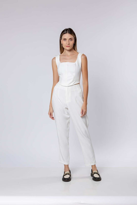 Conj Alfaiataria Off White - Cropped + Calça