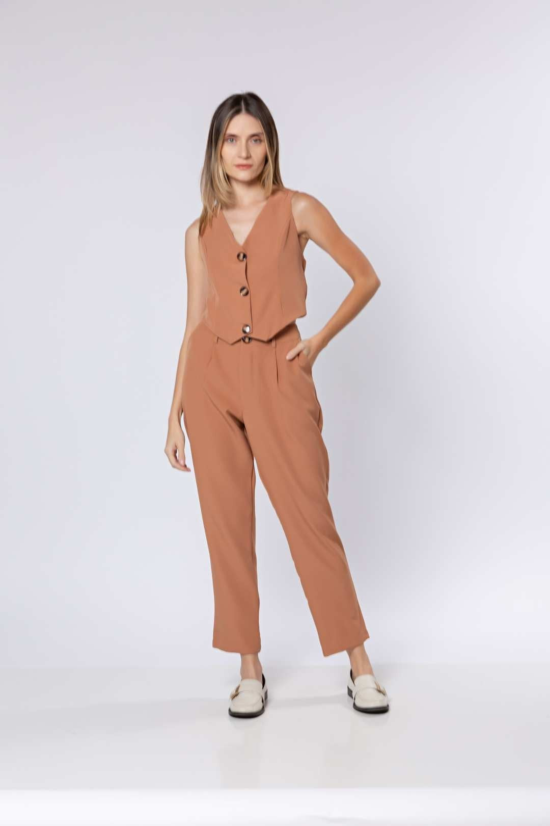 Conj Alfaiataria Nude - Colete + Calça