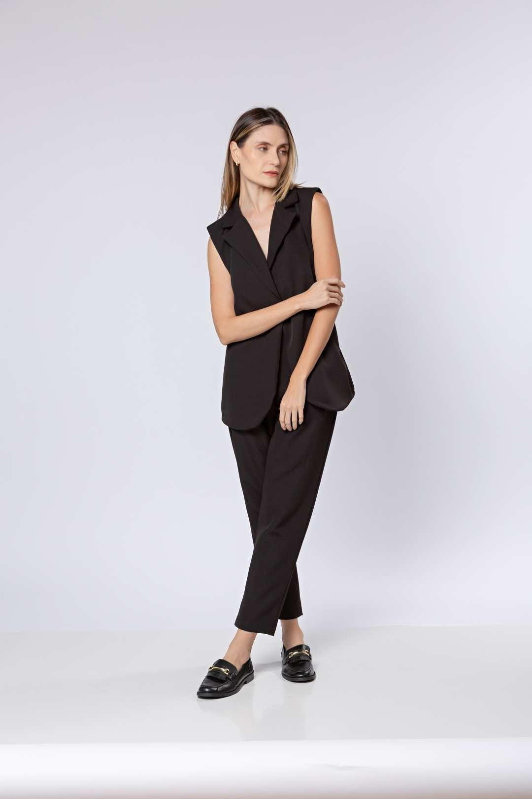 Conj Calça Bozzetti + Colete Alongado Preto