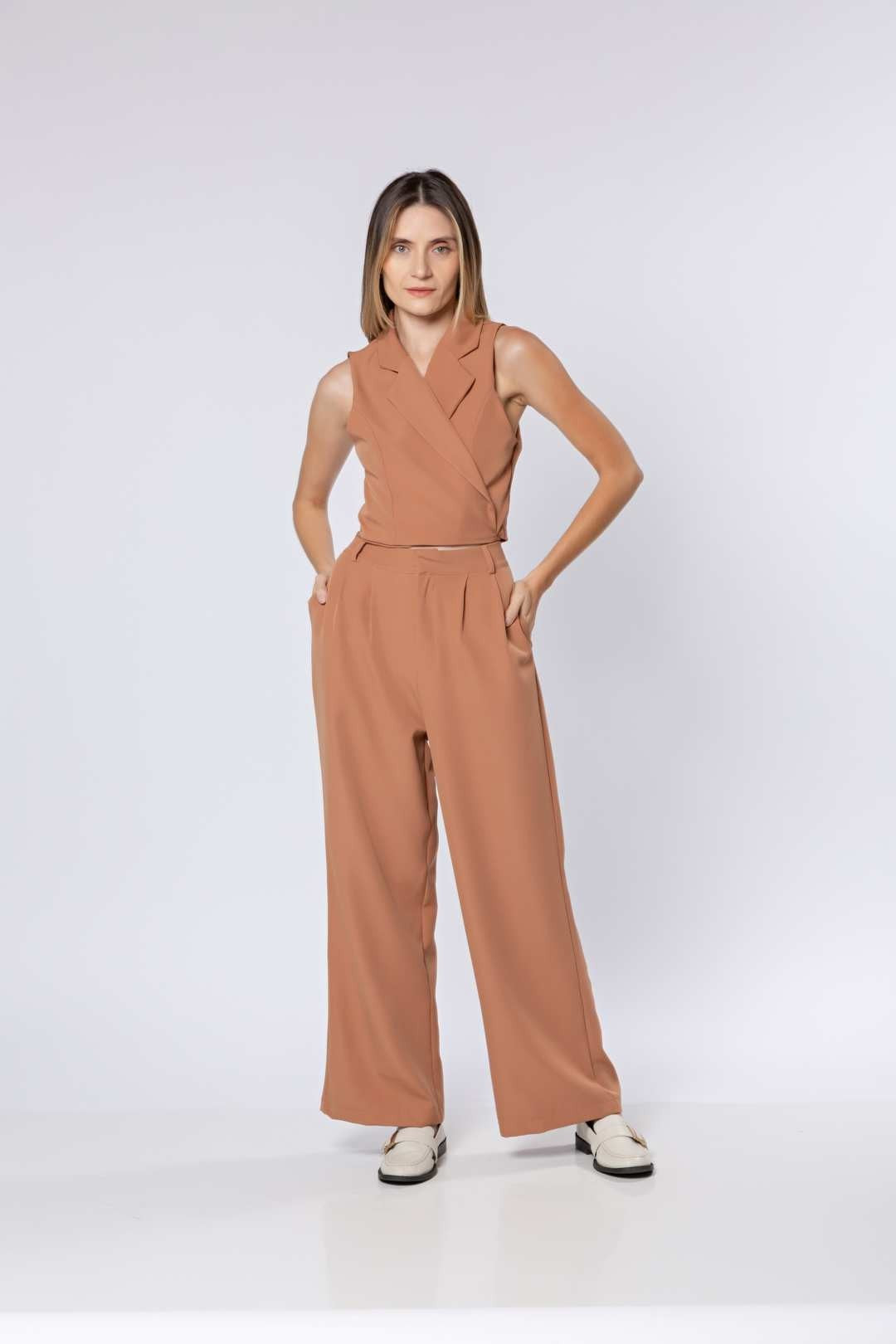 Conj Calça Pantalona + Blusa Bozzetti Nude
