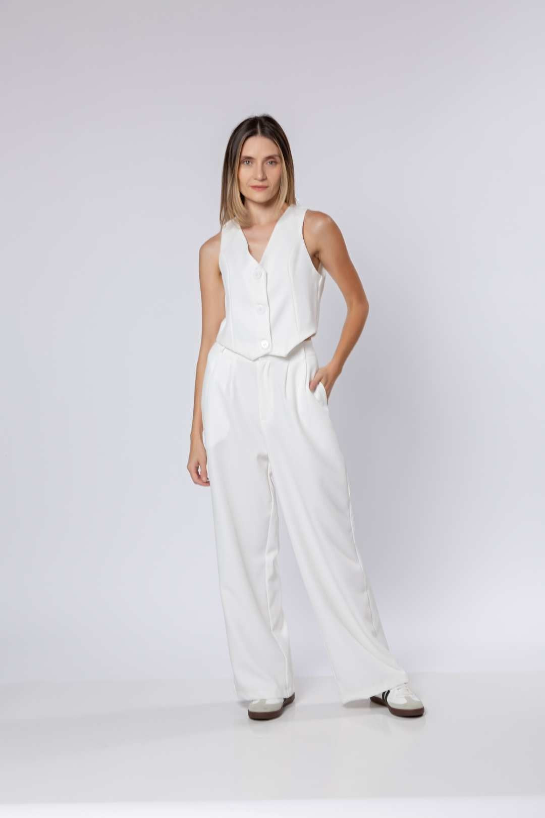 Conj Calça Pantalona + Colete Off White