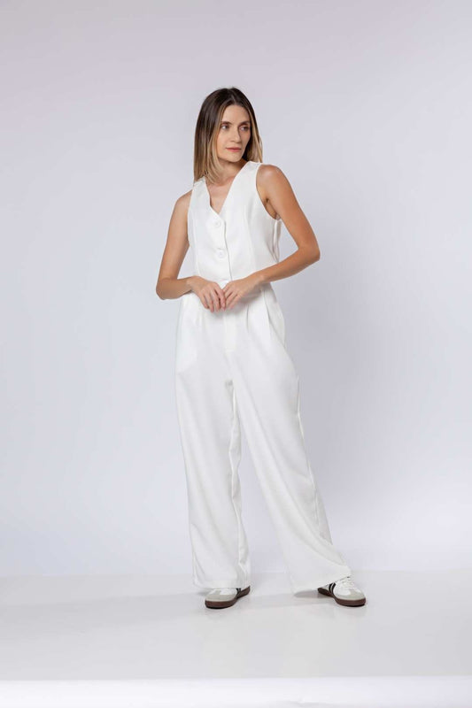 Conj Calça Pantalona + Colete Off White