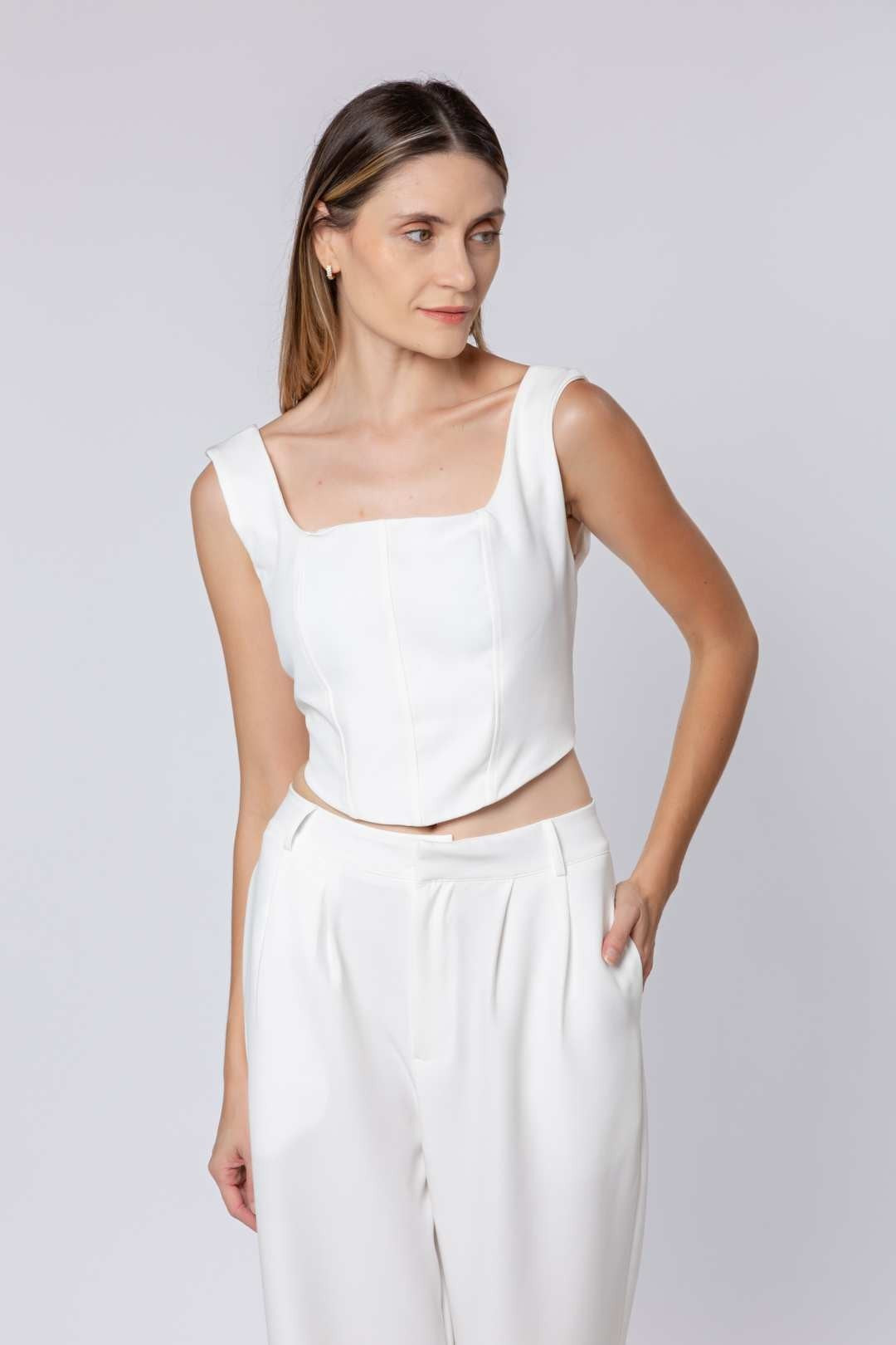 Cropped Corselet em Alfaiataria