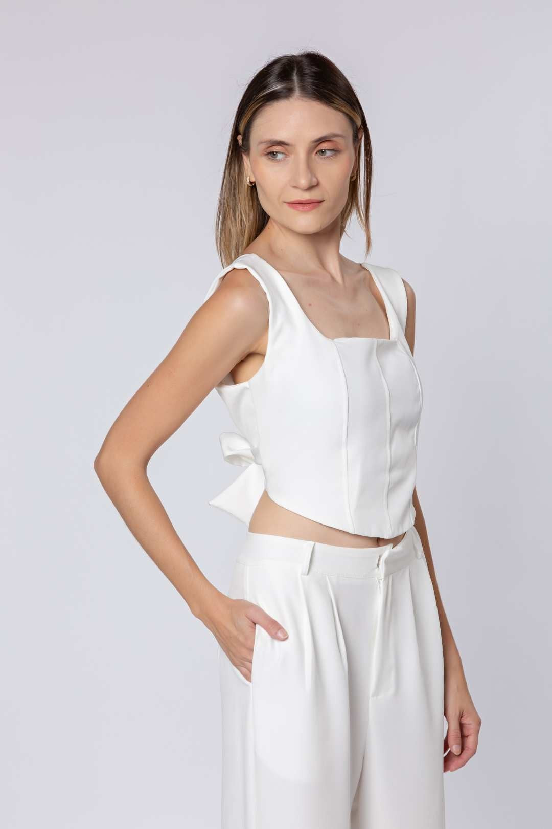 Cropped Corselet em Alfaiataria