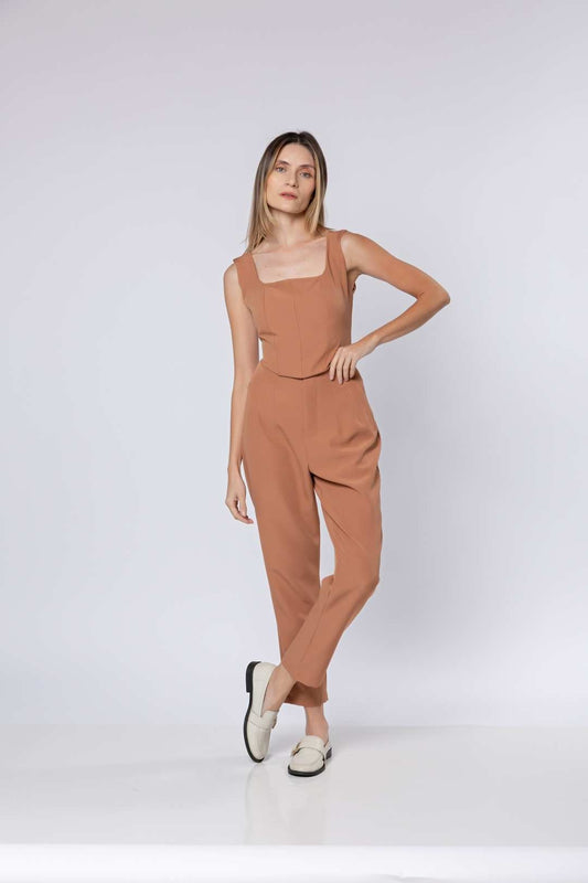 Conj Alfaiataria Nude - Cropped + Calça