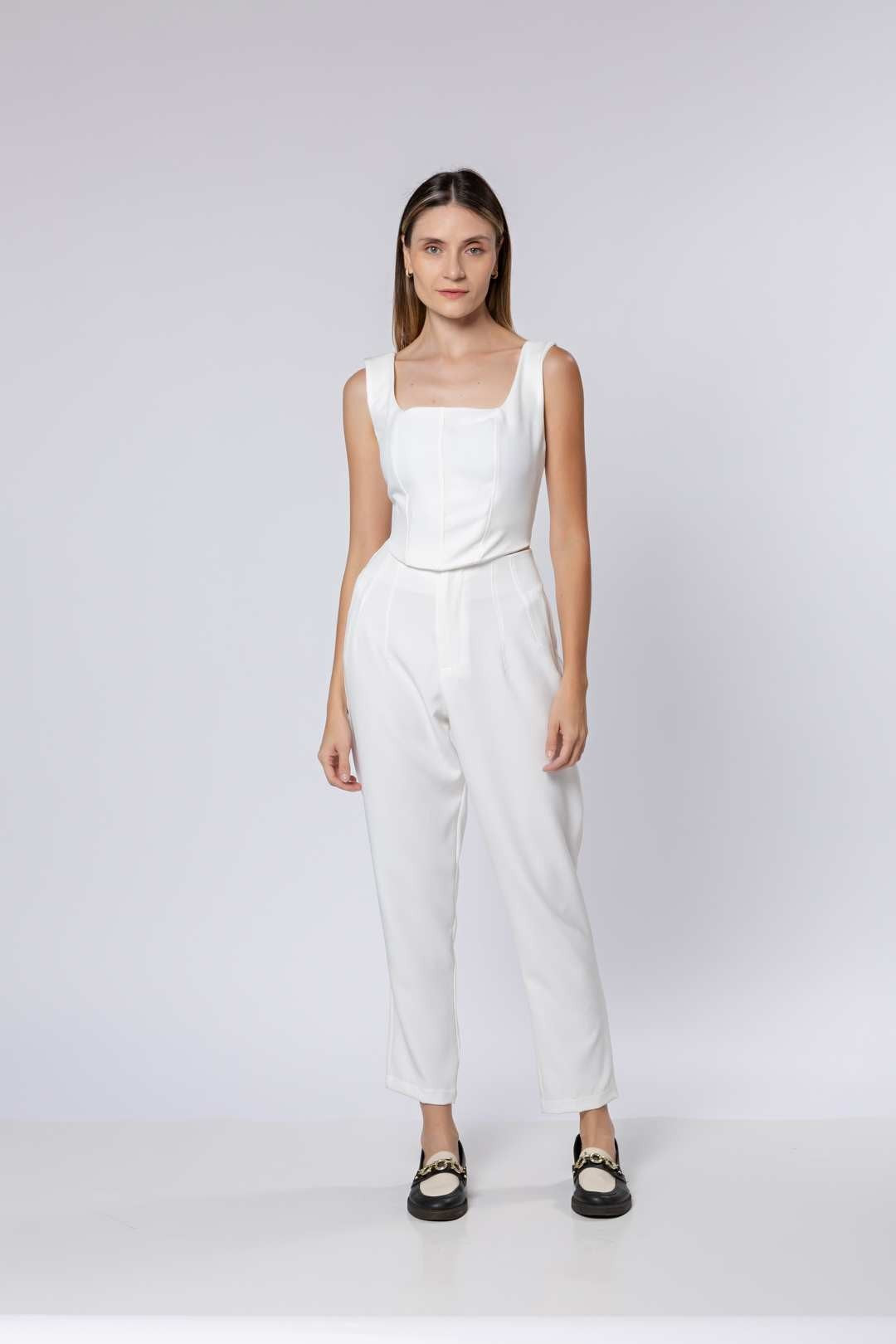 Conj Alfaiataria Off White - Cropped + Calça