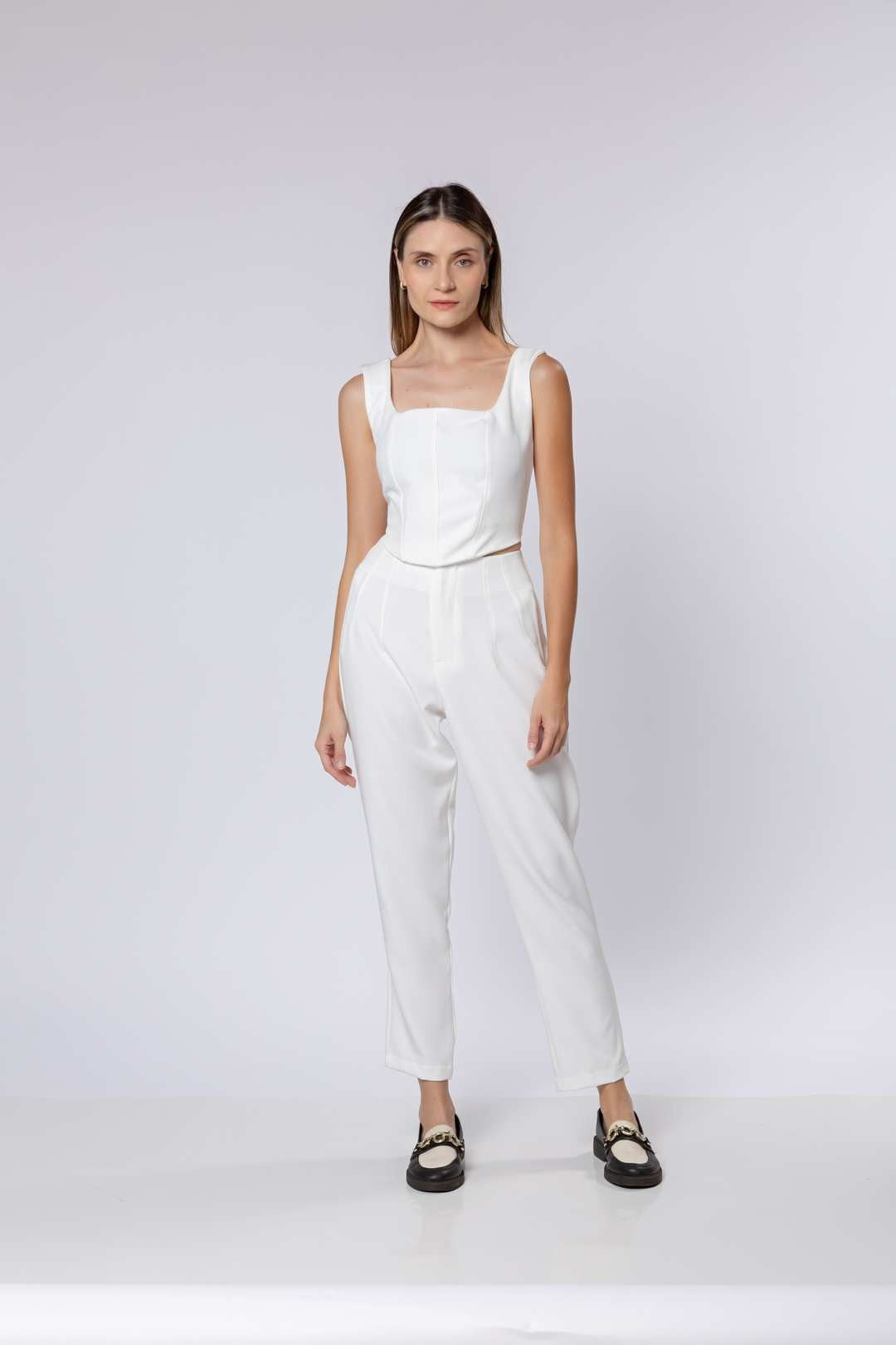 Conj Alfaiataria Off White - Cropped + Calça