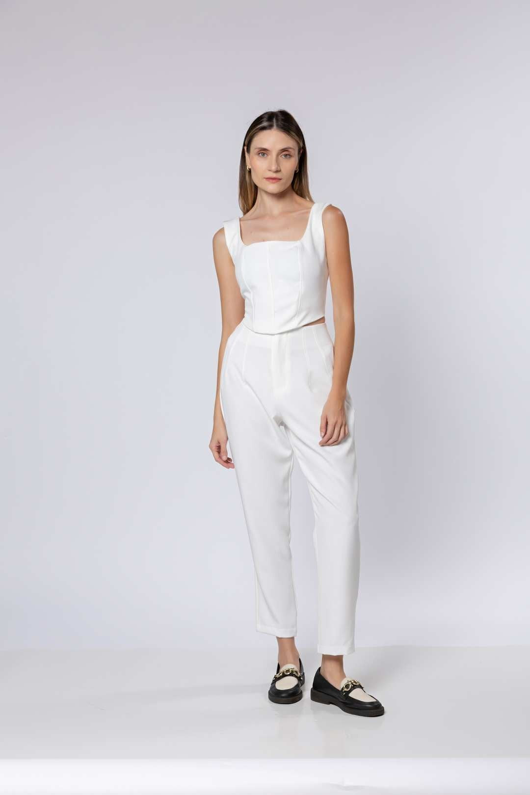 Conj Alfaiataria Off White - Cropped + Calça