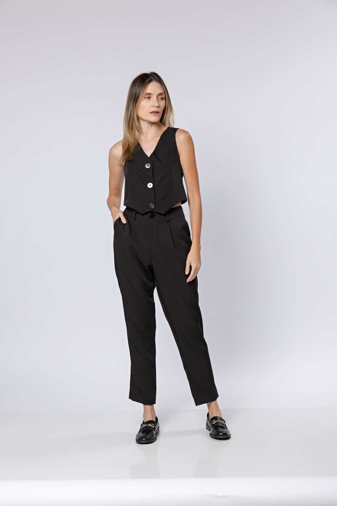 Conj Alfaiataria Preto - Colete + Calça