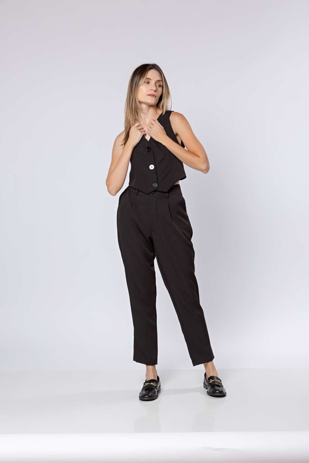 Conj Alfaiataria Preto - Colete + Calça
