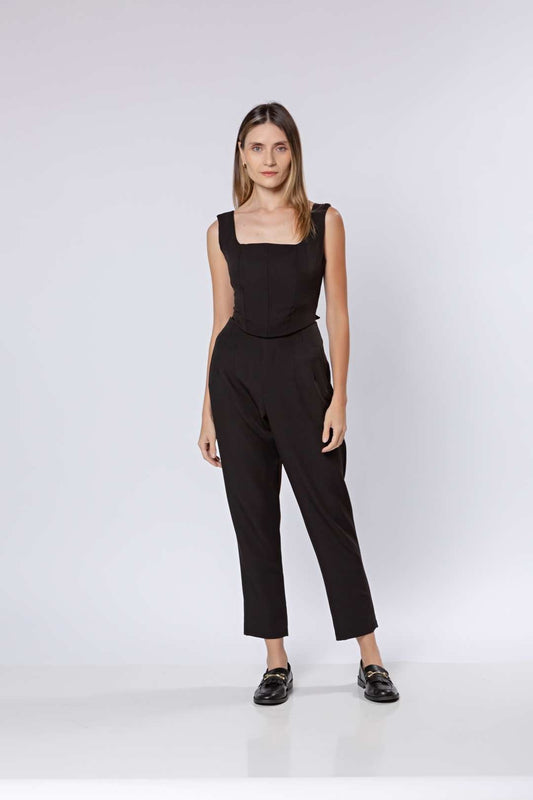 Conj Alfaiataria Preto - Cropped + Calça