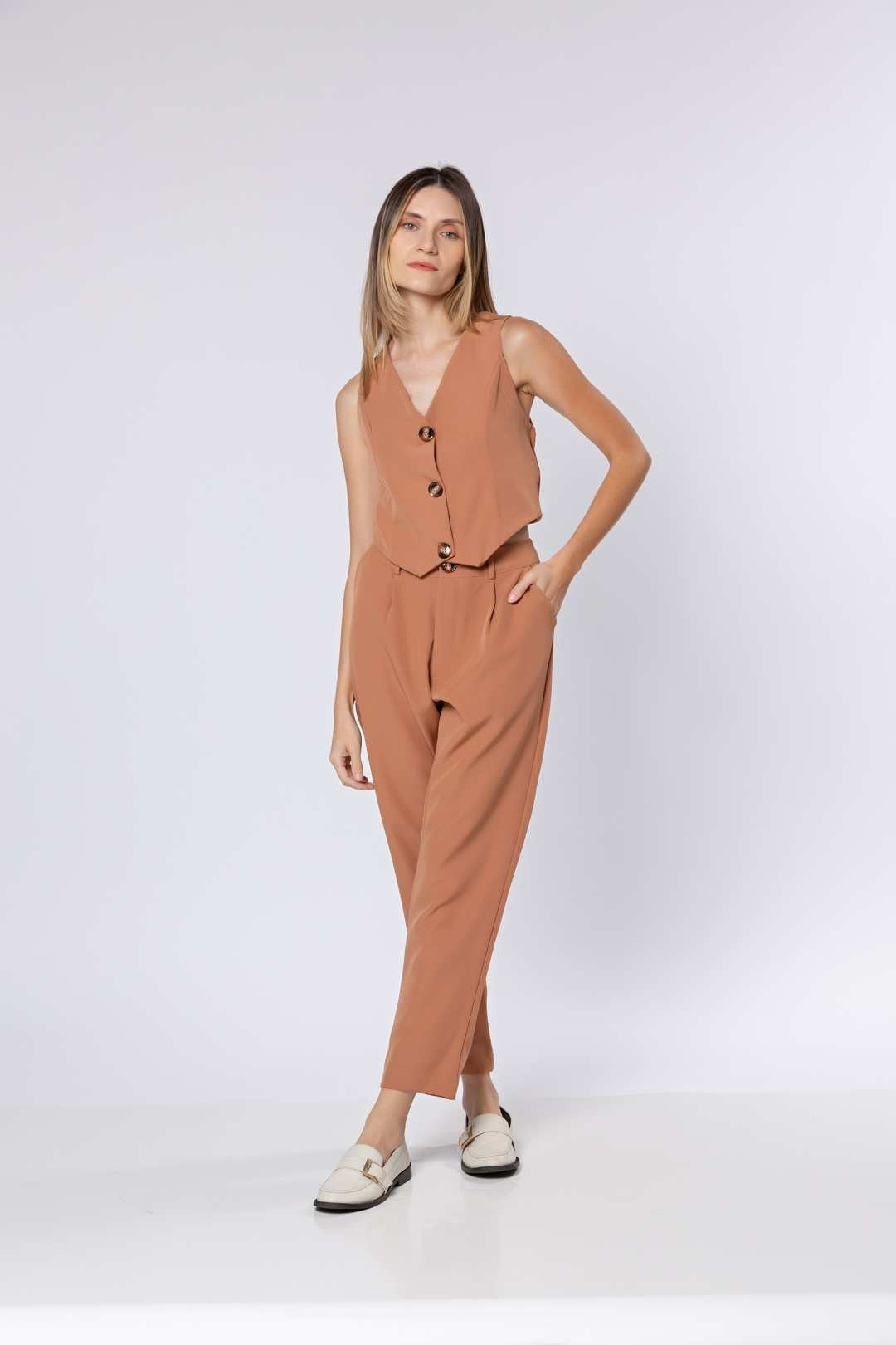 Conj Alfaiataria Nude - Colete + Calça