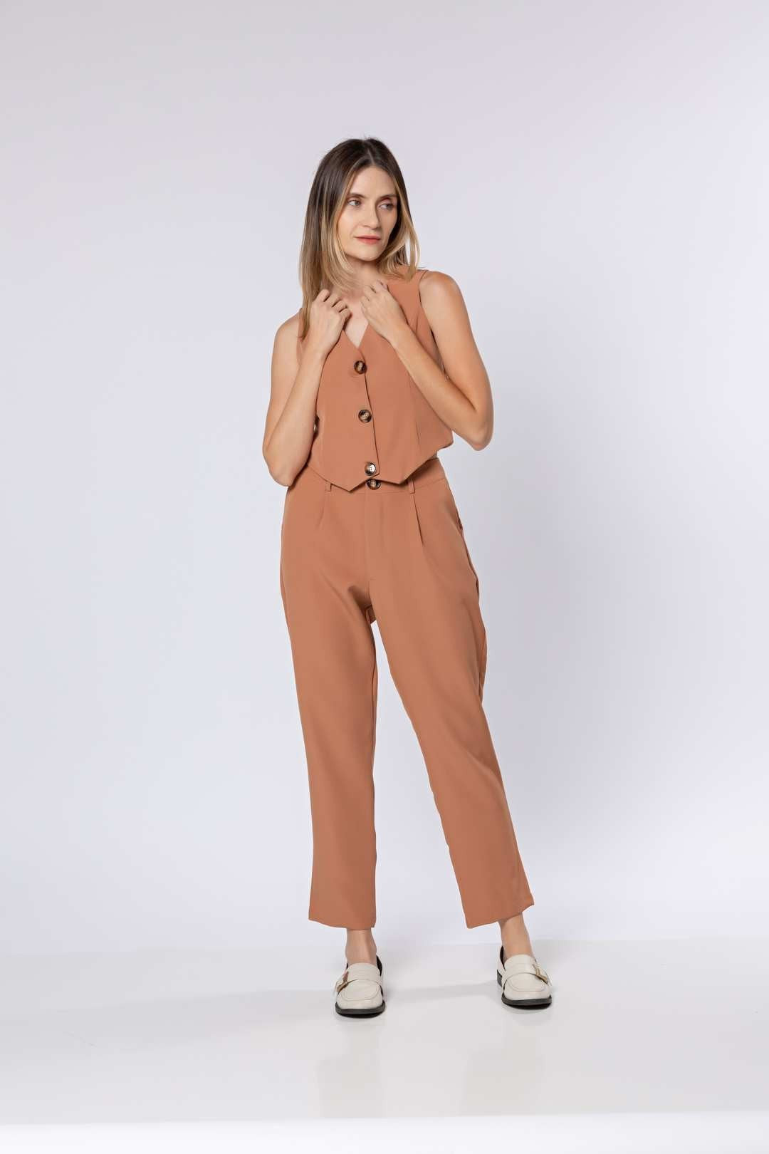 Conj Alfaiataria Nude - Colete + Calça