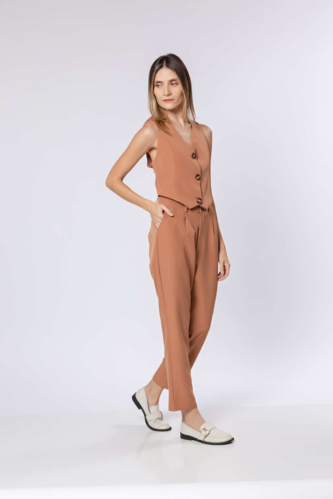 Conj Alfaiataria Nude - Colete + Calça