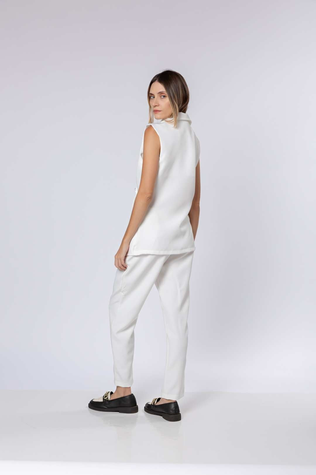 Conj Calça Bozzetti + Colete Alongado Off White