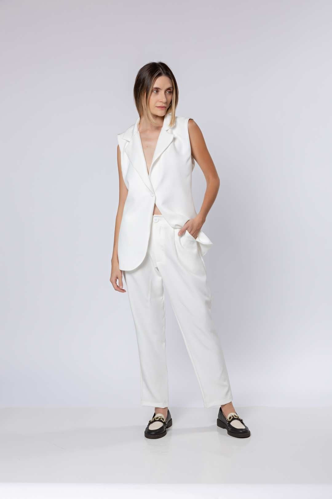 Conj Calça Bozzetti + Colete Alongado Off White