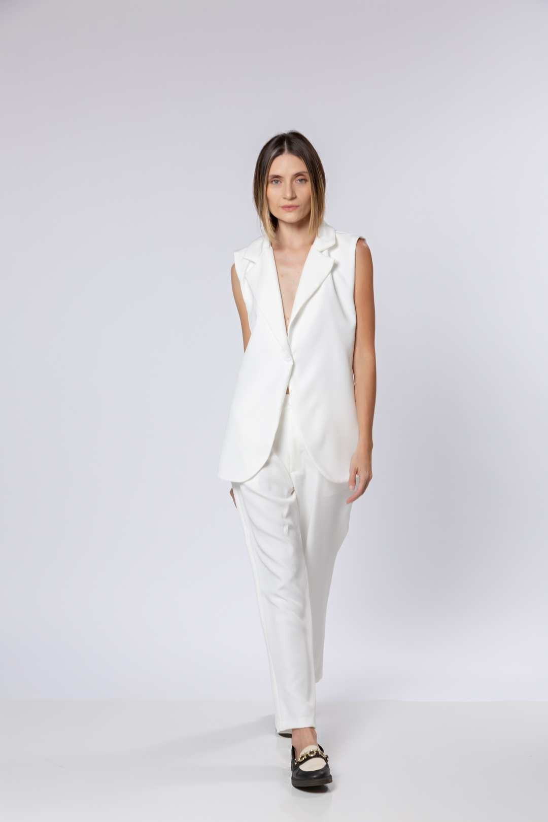 Conj Calça Bozzetti + Colete Alongado Off White