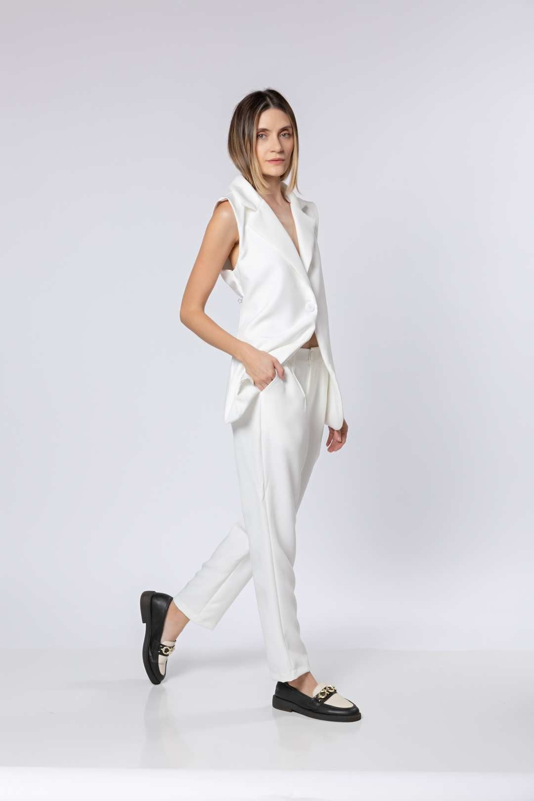 Conj Calça Bozzetti + Colete Alongado Off White