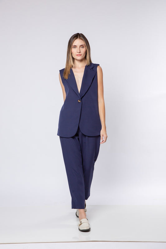 Conj Calça Bozzetti + Colete Alongado Azul