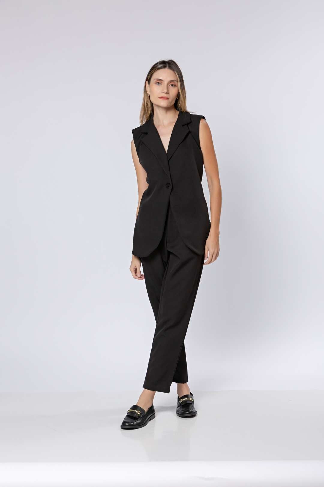 Conj Calça Bozzetti + Colete Alongado Preto