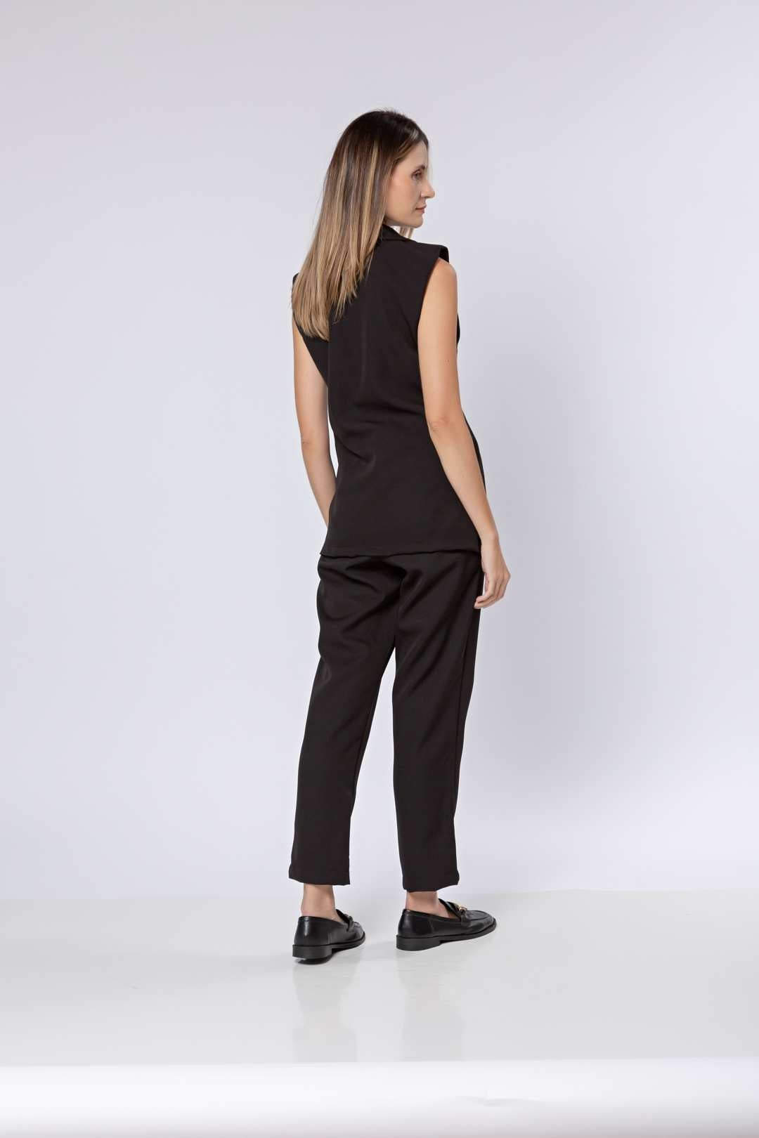 Conj Calça Bozzetti + Colete Alongado Preto