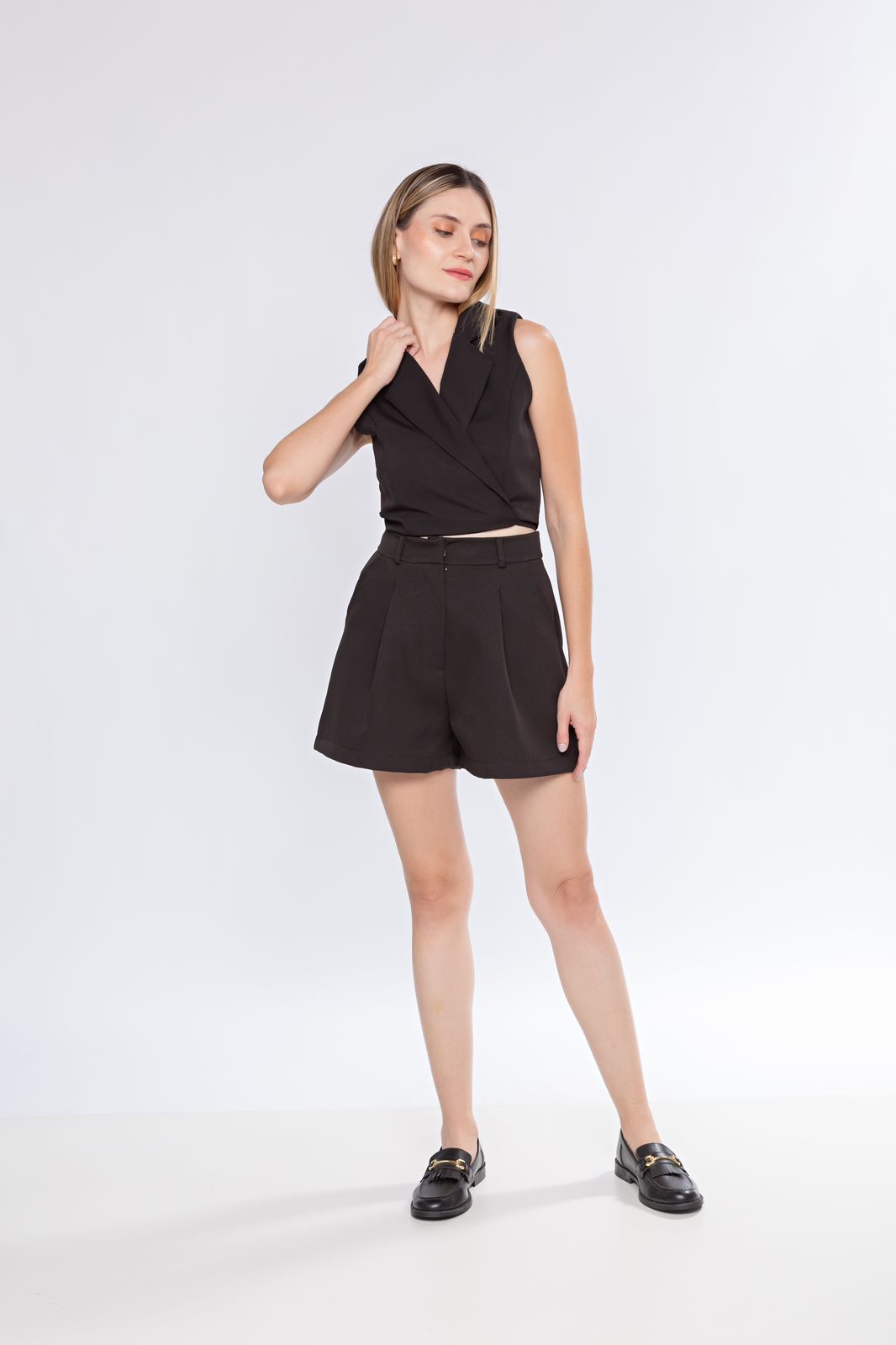Conj Shorts de Ryca + Blusa Bozzetti Preto